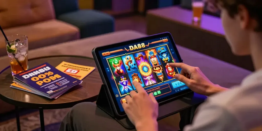 Engaging user experience with DA88 slot games in a vibrant gaming lounge environment.