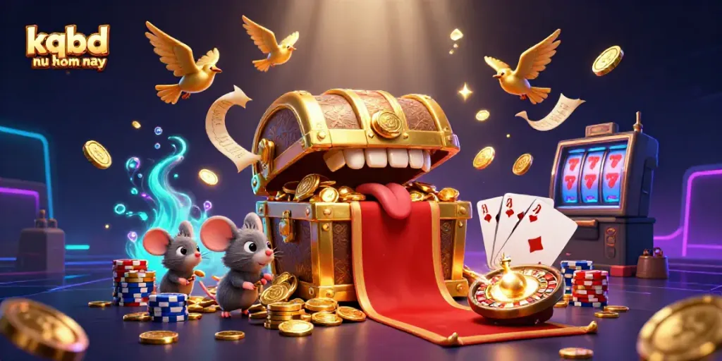 Experience thrilling kqbd nu hom nay with a vibrant scene of adventure mice and casino treasures.