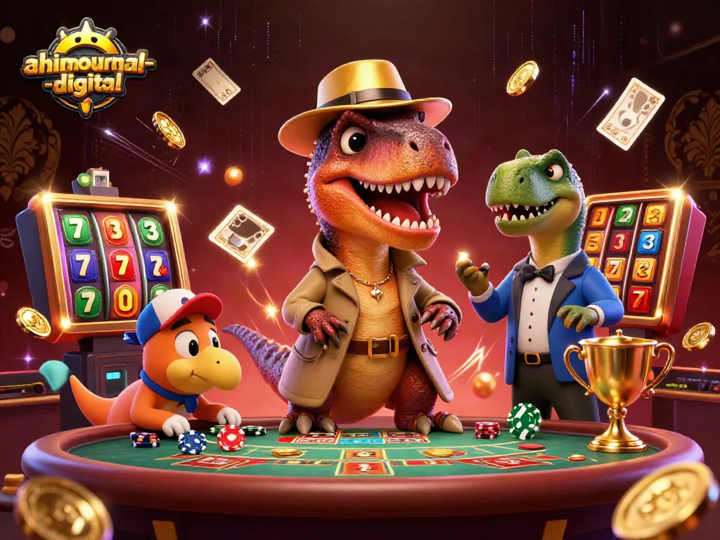 Engage with exciting gambling action at ahimajournal-digital Casino featuring colorful slot machines and playful characters.